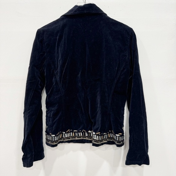 Johnny Was Velvet Embroidered Blazer Jacket 3 Button Black Small - Picture 2 of 7
